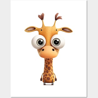 Giraffe Cute Adorable Humorous Illustration Posters and Art